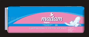 供應madam10片加厚直條英文版衛生巾