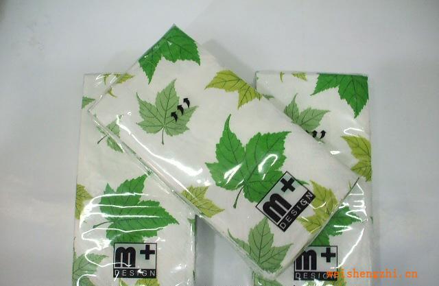 彩色紙巾，個(gè)性圖案紙巾，印花紙巾（綠色樹葉）