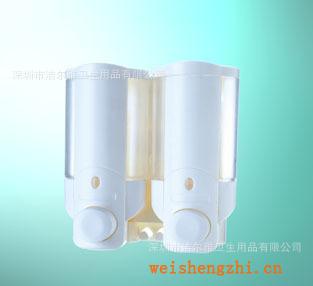 廠家直銷OK-113A酒店手動透明雙頭塑料皂液器皂液盒給皂器