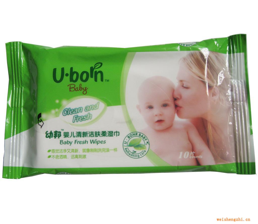 幼邦嬰兒清新潔膚柔濕巾批發(fā)10片裝高品質無紡布