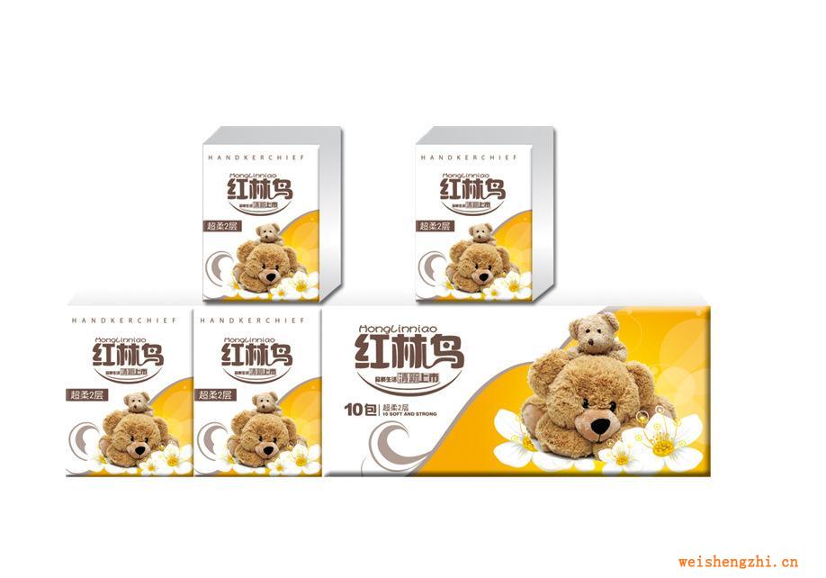 紅林鳥面巾手帕紙可愛卡通包裝盒質量產品小袋裝手帕紙