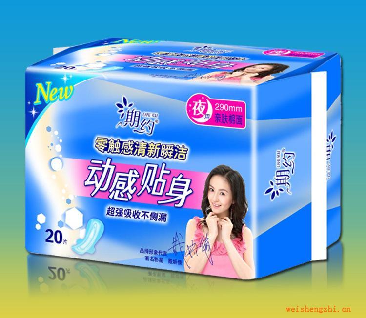 期約動感貼身20片夜用290mm親膚棉面衛生巾